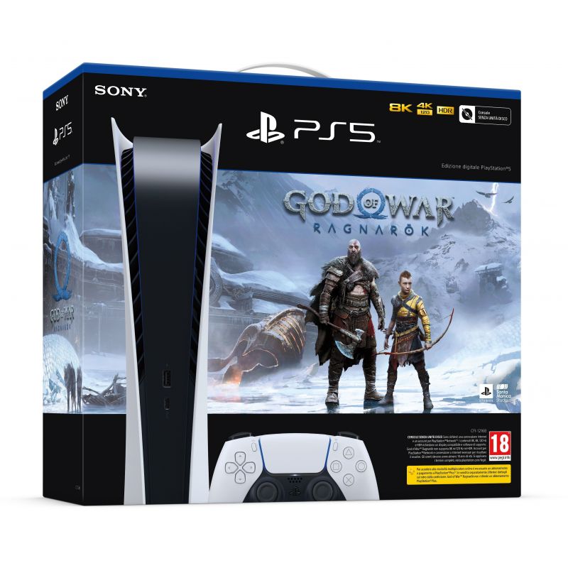 PS5 Console 825GB Digital Ed. White + God of War  Ragnarok VCH